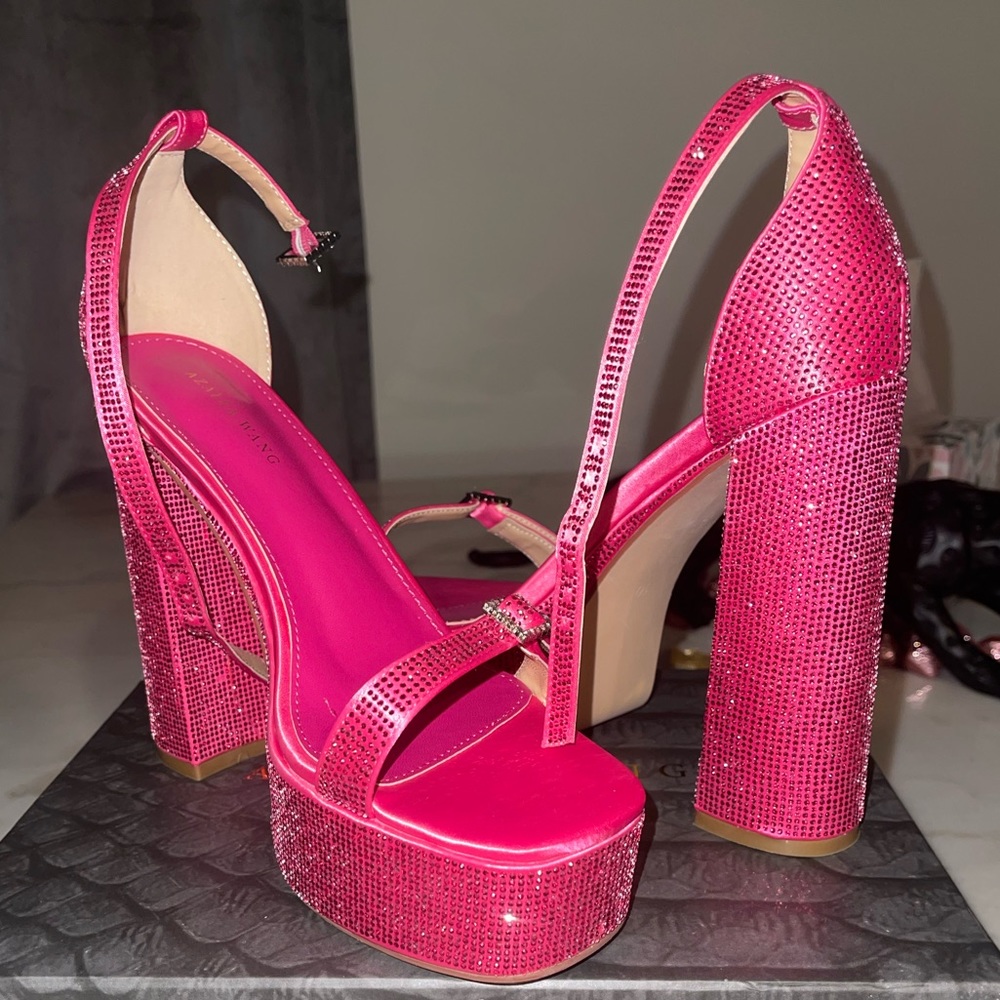 Rhinestone Pink Platforms